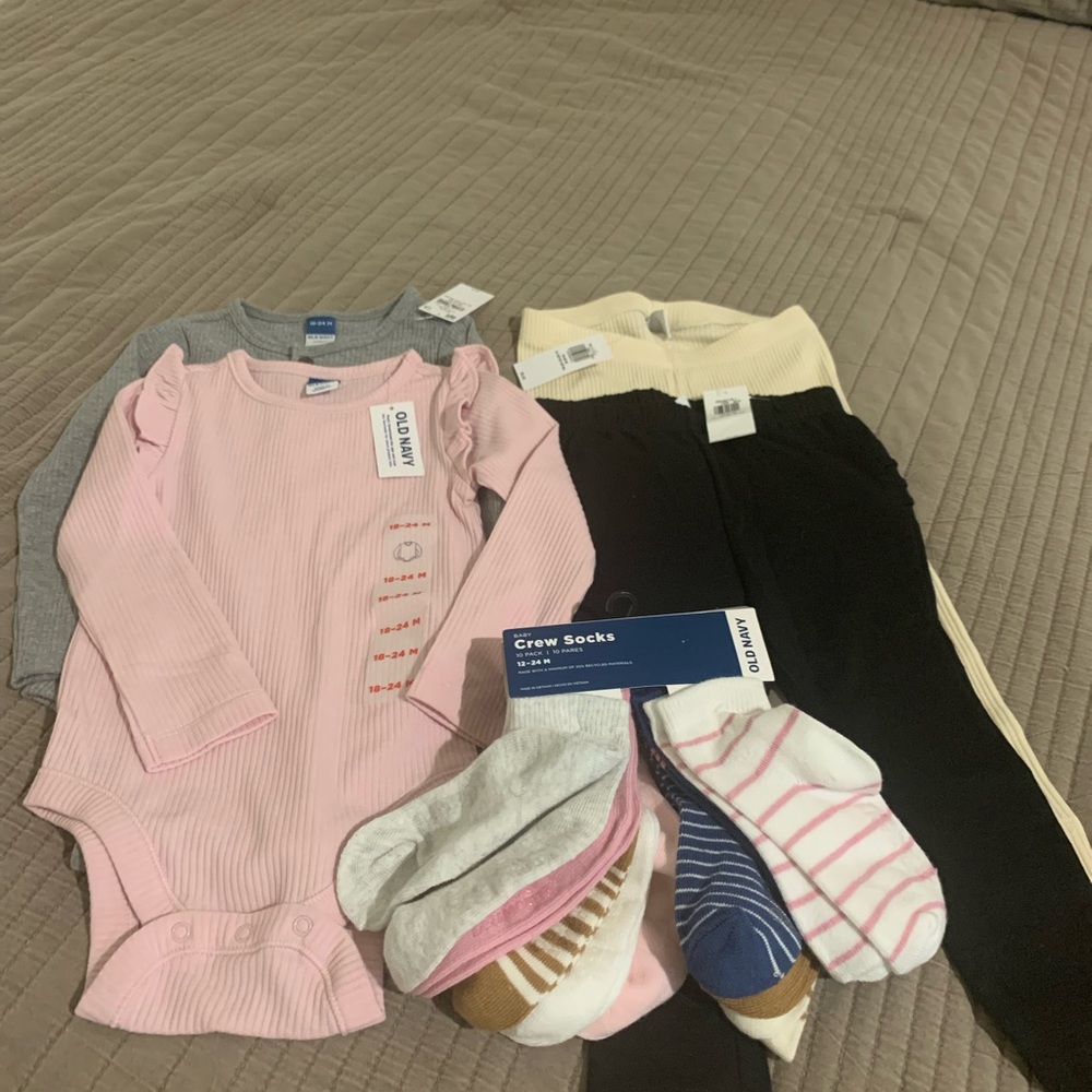 Carter's Pink and Gray Bodysuits with Socks Set